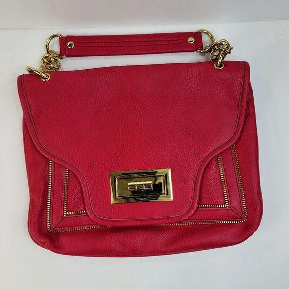 Olivia + Joy Red Shoulder Bag with Gold Accents - Picture 1 of 4